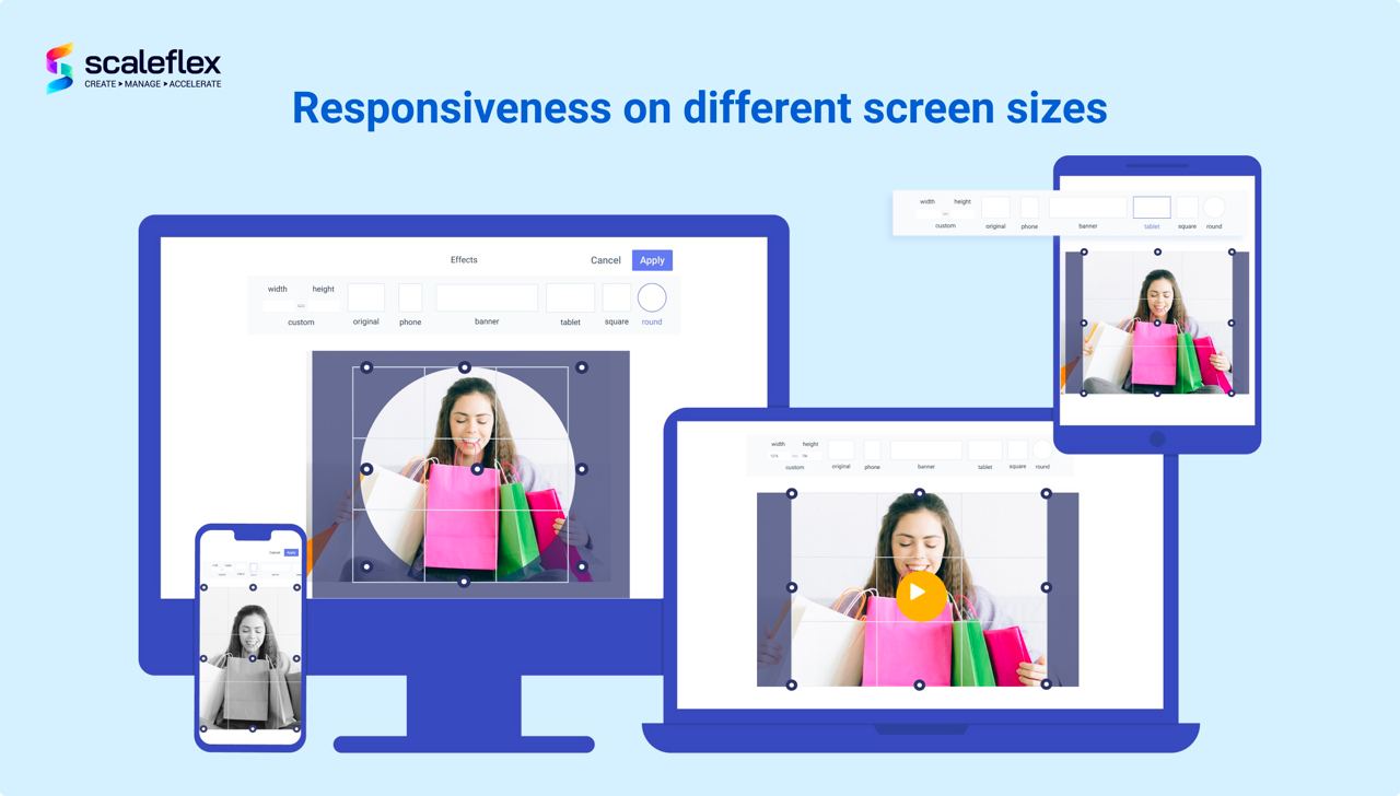 The responsiveness of media on different screen sizes