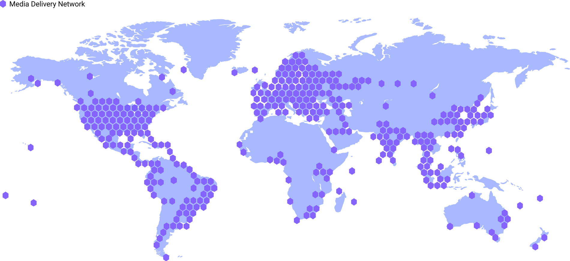 An example of multi-CDN service with global network of connected PoPs distributed in any continents