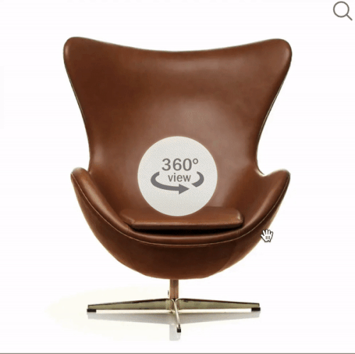  Visualisiertes rotierendes 360°-Bild von einem Stuhl