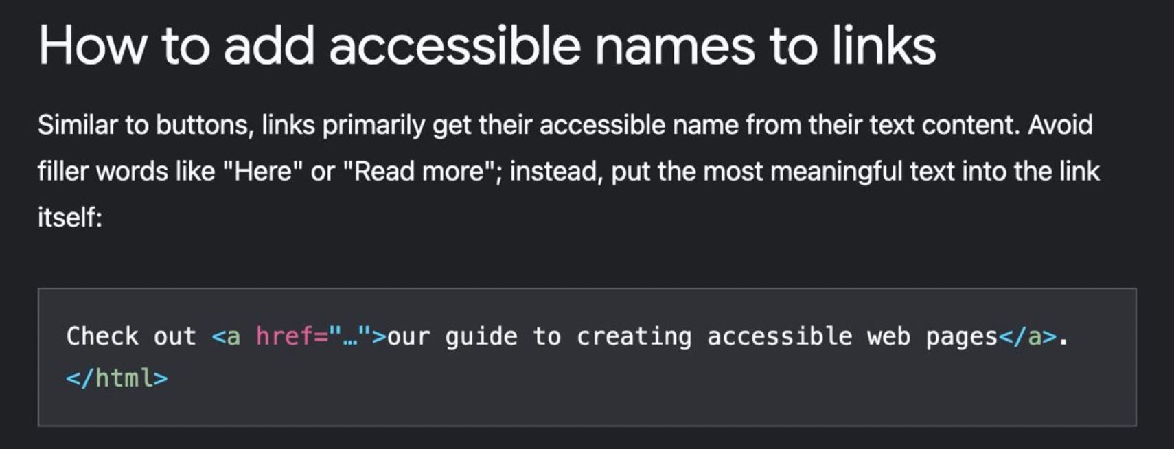 How to add accessible names to links