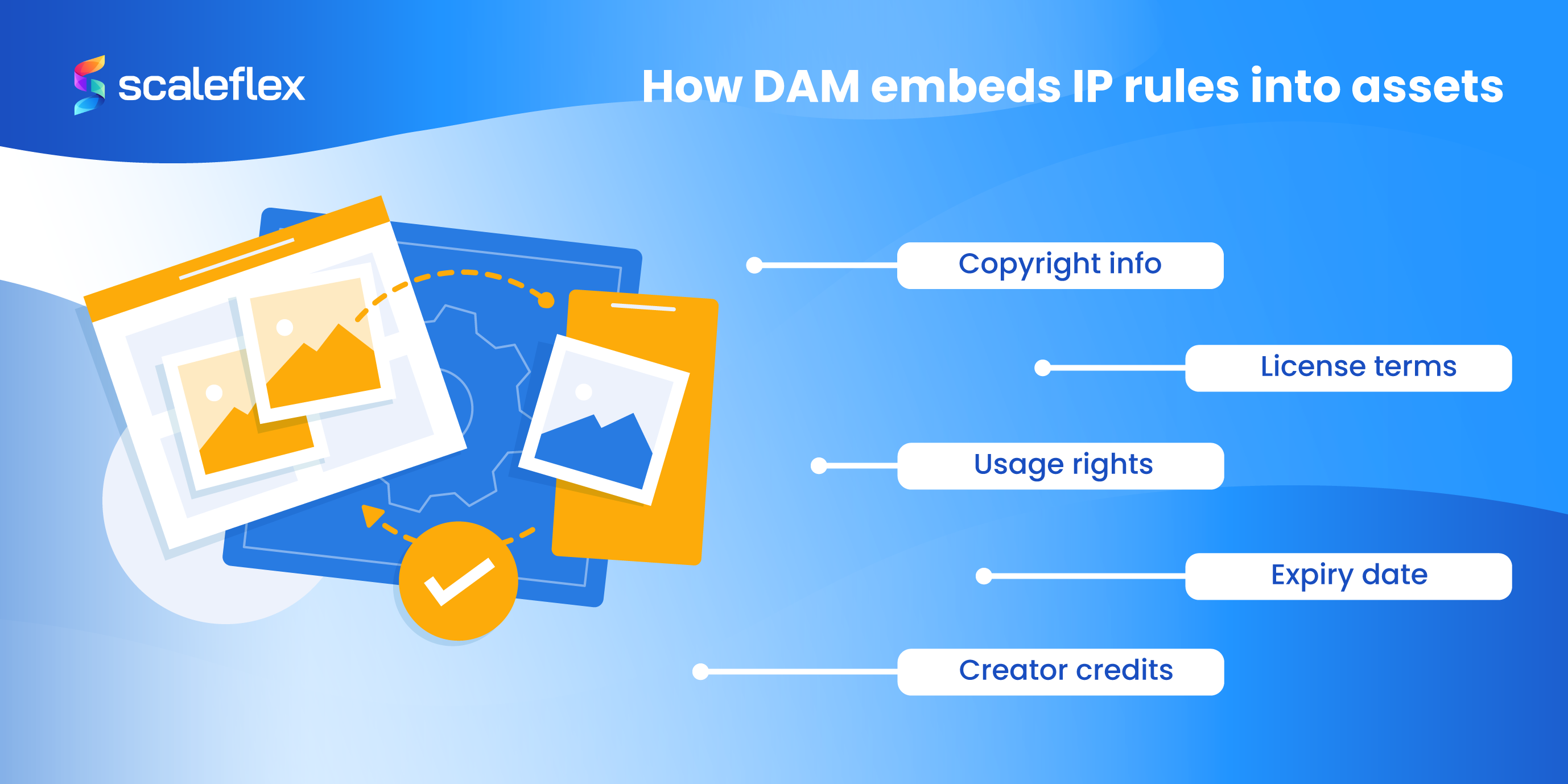 Different tags are attached to digital assets to showcase their intellectual property information and rights